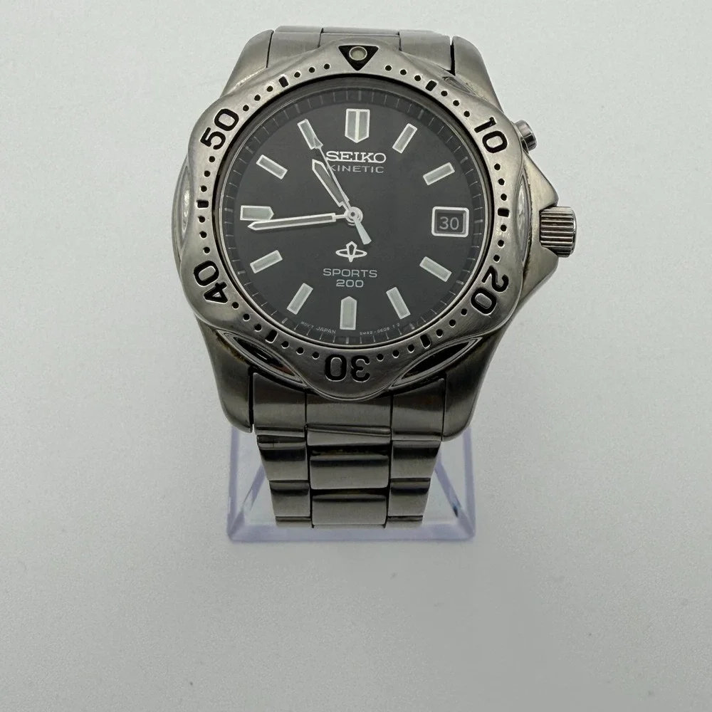 Seiko Watch SKH191 Kinetic Sports 200 Black Dial